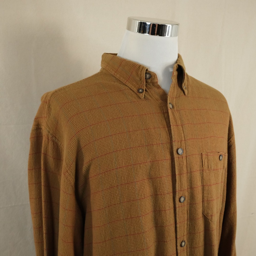 The Territory Ahead 2XLT Tall Shirt Brown Plaid Waffle Knit 100% Cotton Mens